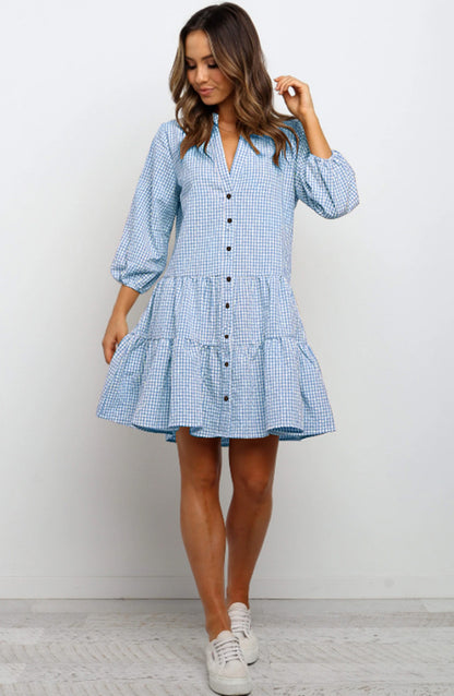 Rüschenkleid mit Karomuster